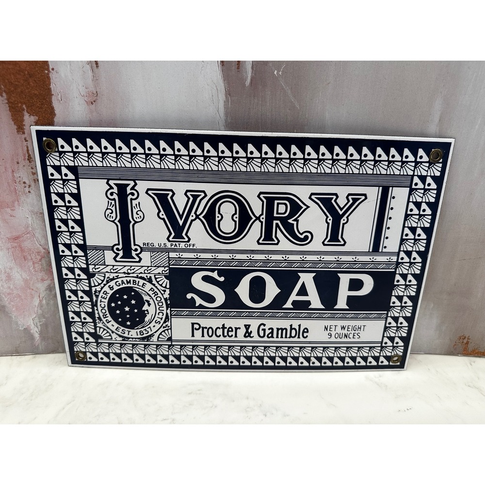 Ande Rooney Ivory Soap Porcelain Enamel Advertising Sign Procter & Gamble 12x8